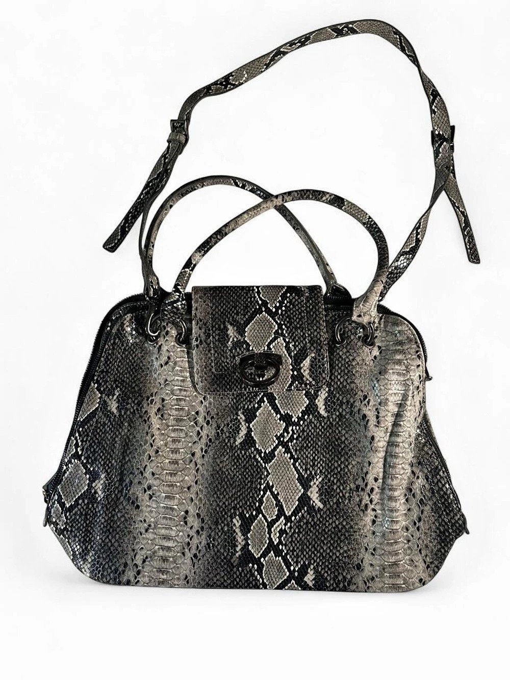 Fiorelli Gray Black Snakeskin Satchel Shoulder Bag